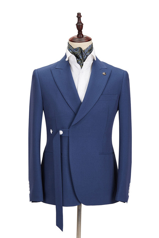 Dark Blue Groomsmen Outfits With Peaked Lapels For Sale