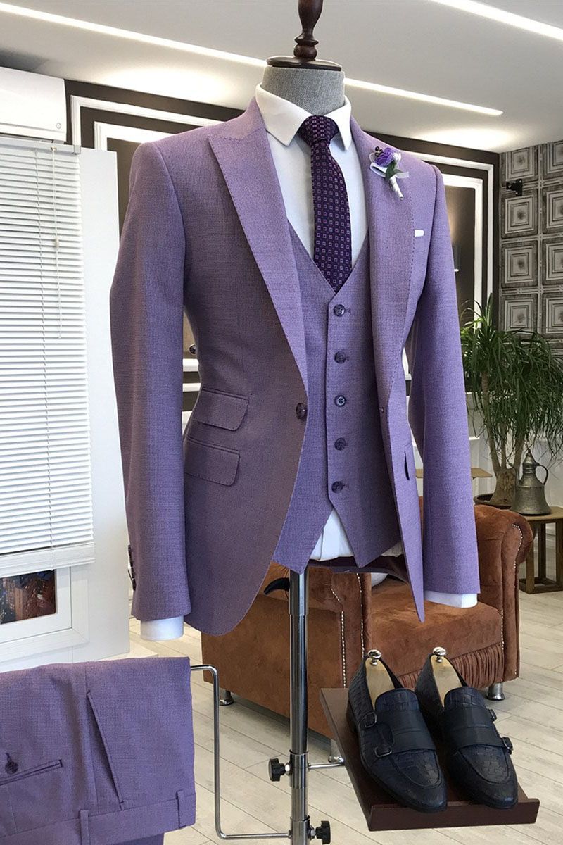 Shine in Style with 3 Pieces Prom Suits in Violet Purple