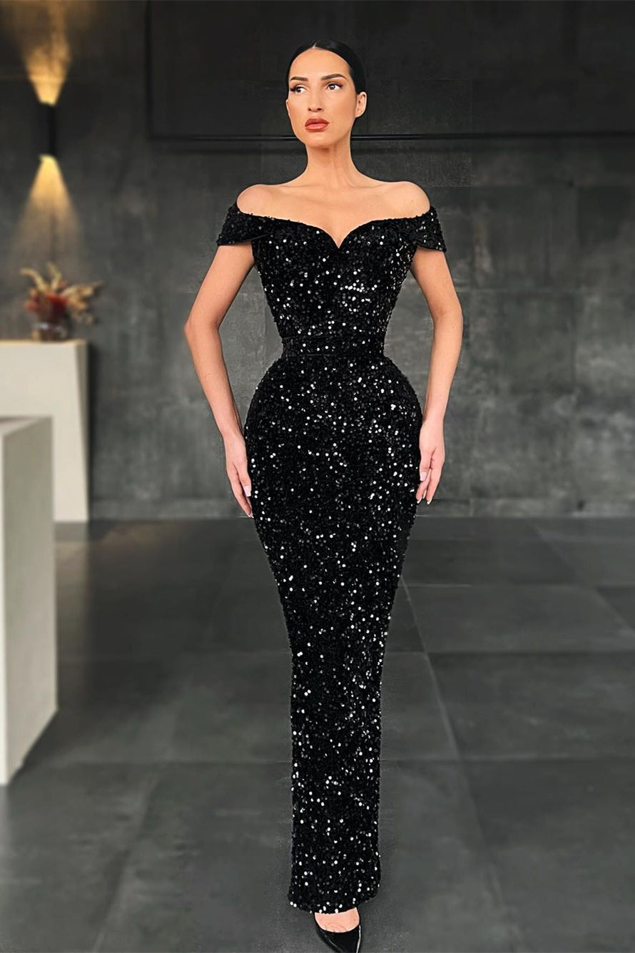 Black Chic Off-the-Shoulder Mermaid Prom Dress