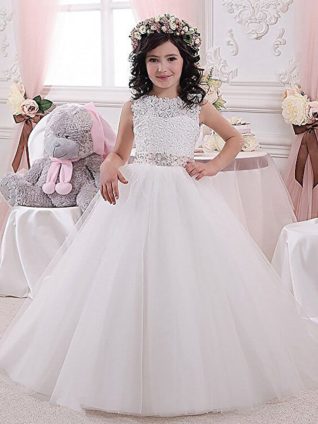 Elegant Sleeveless Jewel Ball Gown Floor Length Flower Girl Dress