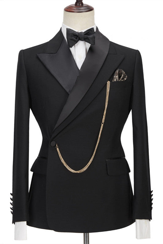 Fashion Wedding Suits for Groom - Black with Peaked Lapel