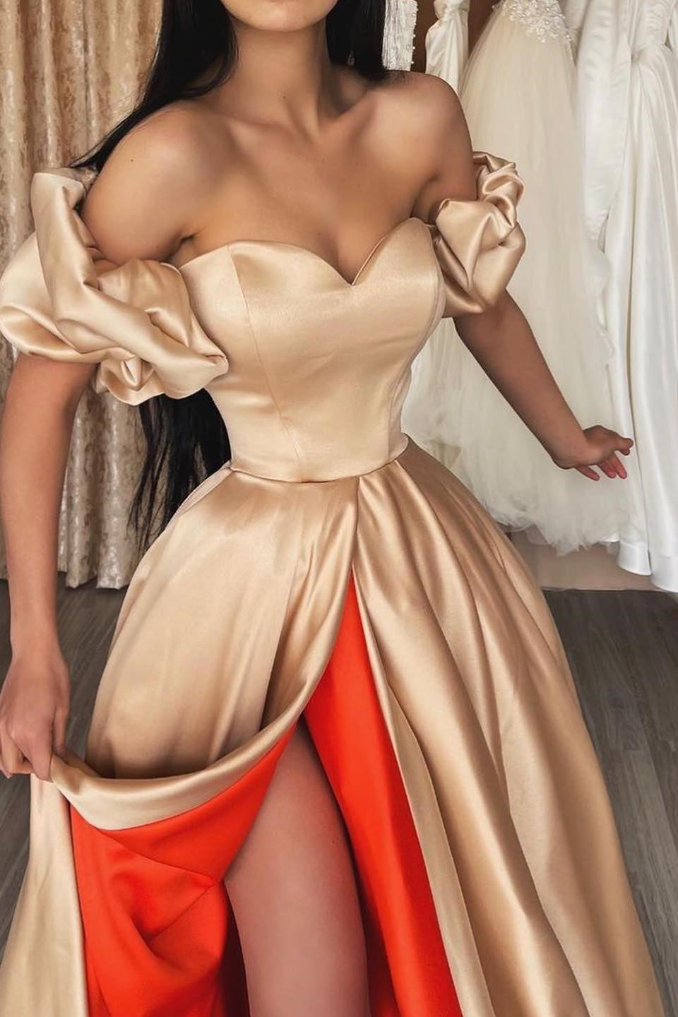 Long Sweetheart Off-the-Shoulder Prom Dress With Split