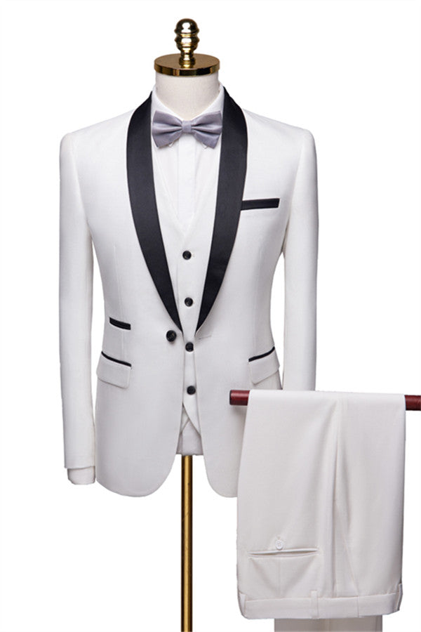 New Fashion White Shawl Lapel Slim Fit Wedding Suit