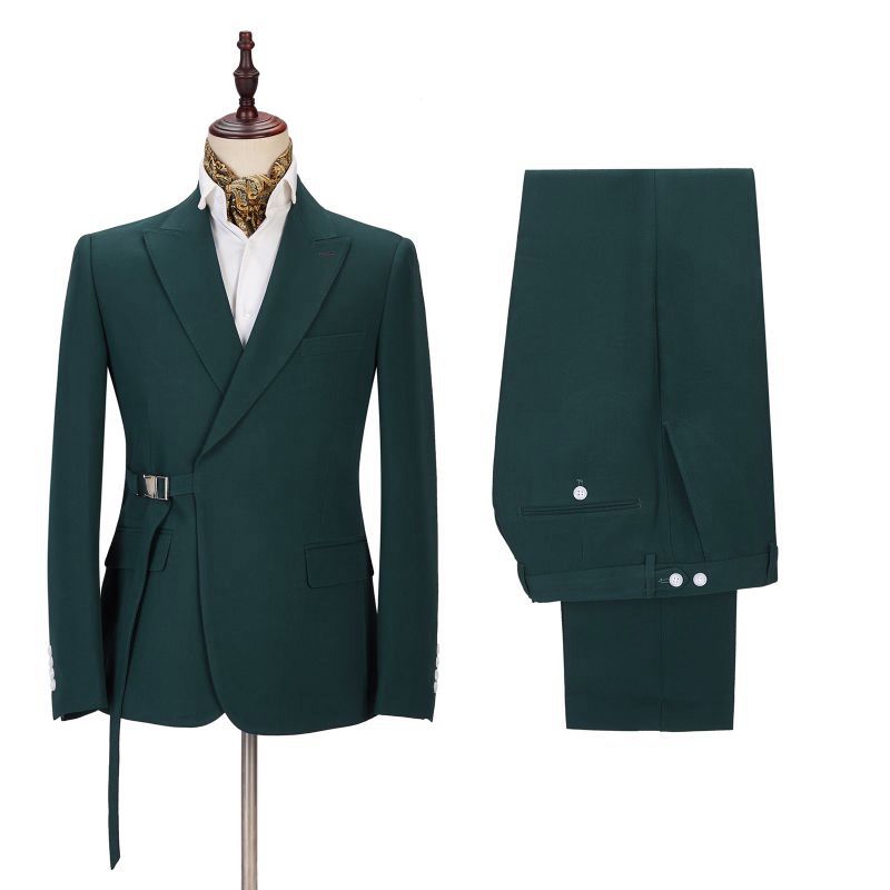 Dark Green Gentle Father Of The Bride Suit with Peaked Lapel