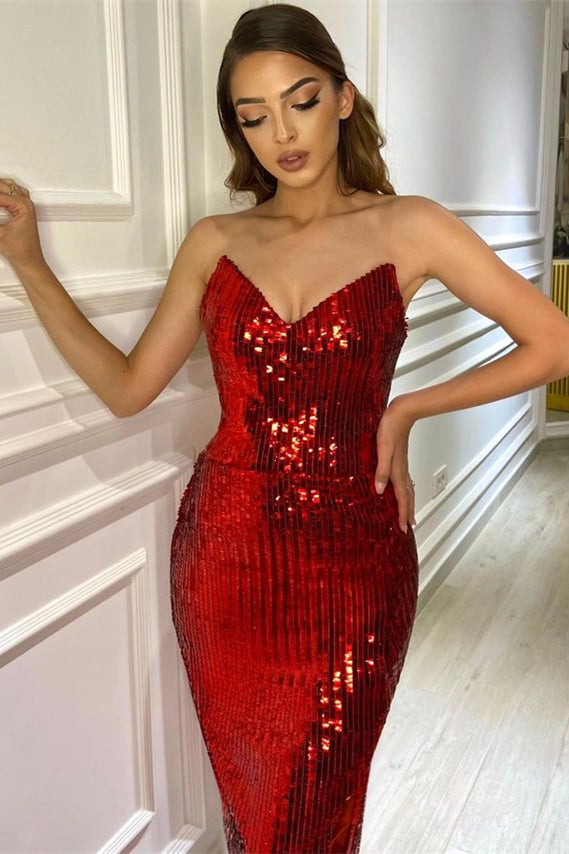 Glamorous Red Mermaid Evening Dress with Split