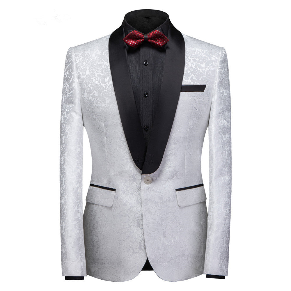 Glamorous White One Button Wedding Tuxedo with Shawl Lapel