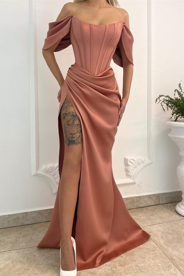 Mermaid Long Prom Dress with Off-the-Shoulder and Split