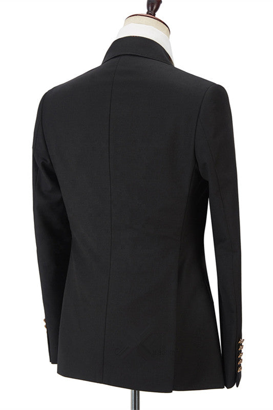 Double Breasted Black Peak Lapel Blazer Wedding Suits