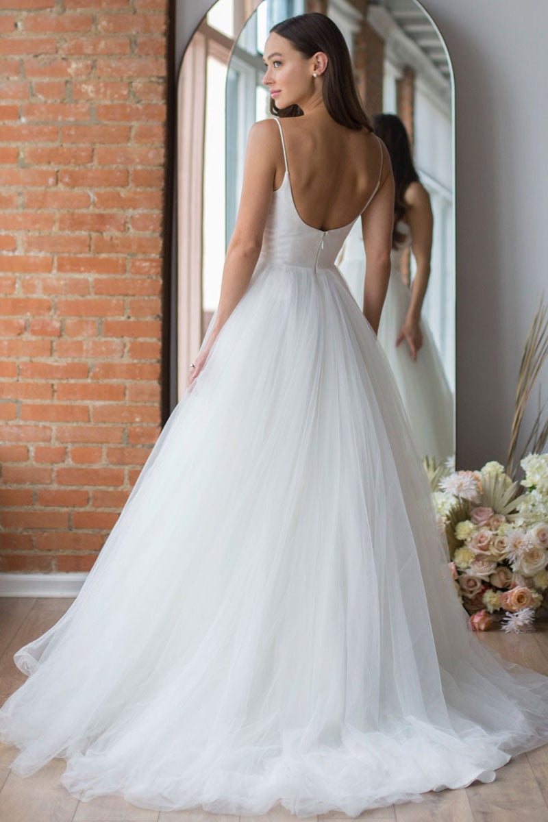 Stunning Long Wedding Dress with Spaghetti-Straps by Tule