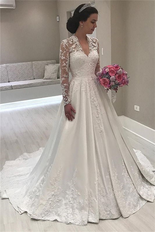 Sweetheart Mermaid Wedding Dress with Long Lace Appliques Sleeves